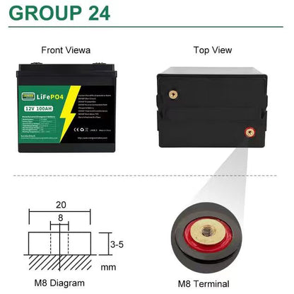 EVERGREEN RV BATTERY - 12v 100AH