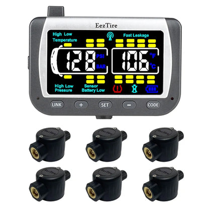 EEZRV TPMS6FC - Tire Pressure Monitoring System w/6 FT Sensors