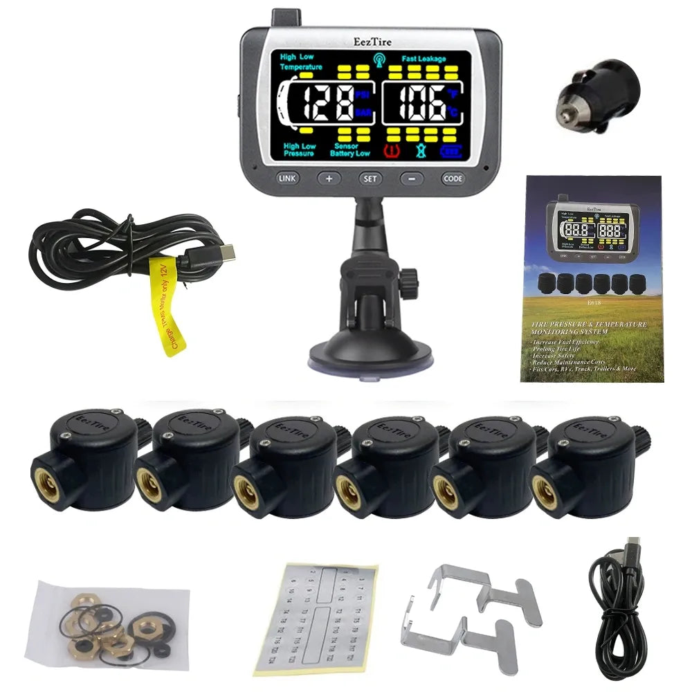 EEZRV TPMS6FC - Tire Pressure Monitoring System w/6 FT Sensors