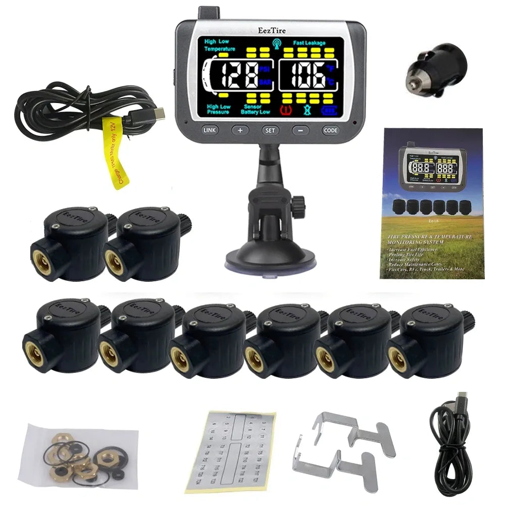 EEZRV TPMS8FTC - Tire Pressure Monitoring System w/8 FT Sensors