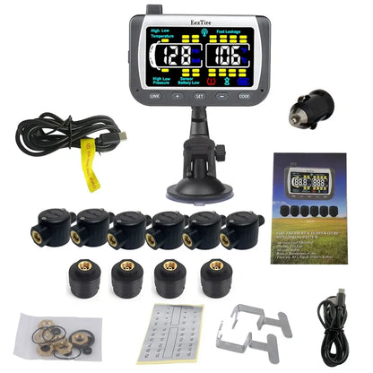 EEZRV TPMS10MixC - Tire Pressure Monitoring System w/4 AT Sensors + 6 FT Sensors