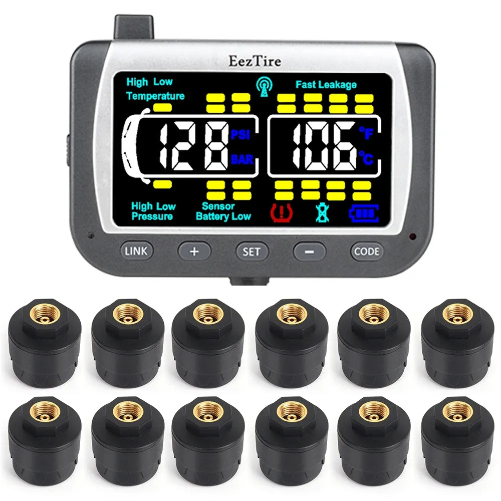 EEZRV TPMS12ATCB - Tire Pressure Monitoring System w/12 AT Sensors + Repeater