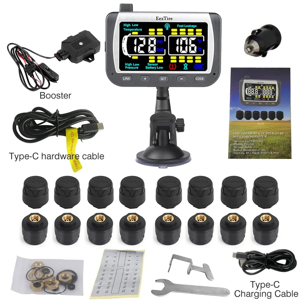 EEZRV TPMS16ATCB - Tire Pressure Monitoring System w/16 AT Sensors + Repeater