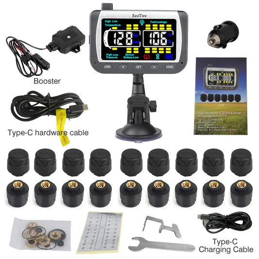 EEZRV TPMS18ATCB - Tire Pressure Monitoring System w/18 AT Sensors + Repeater